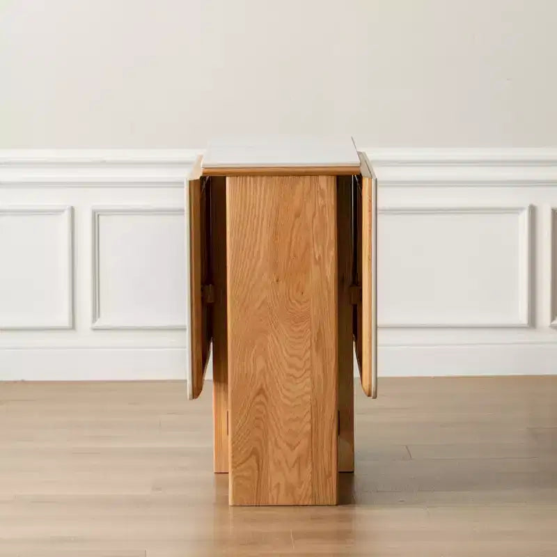 GDFStudio Agatha Table Pliante Moderne en Bois Massif pour 4 à 6 Personnes avec Plateau en Dalle de Pierre