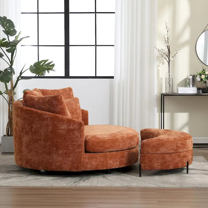Fauteuil Moderne Rond Avec 5 Coussins Et Pouf Optionnel