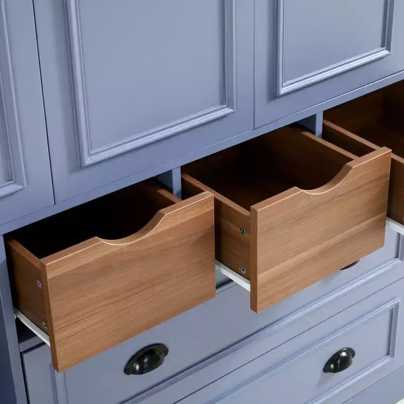 Garde-manger de cuisine autoportant Whisen de 180 cm de haut, grand buffet de salle à manger avec 4 portes pliantes, étagères, porte-bouteilles