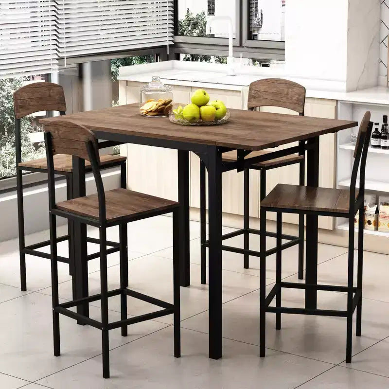 Ensemble de table à manger pliable à hauteur de comptoir Whisen Farmhouse 5 pièces avec chaises de salle à manger