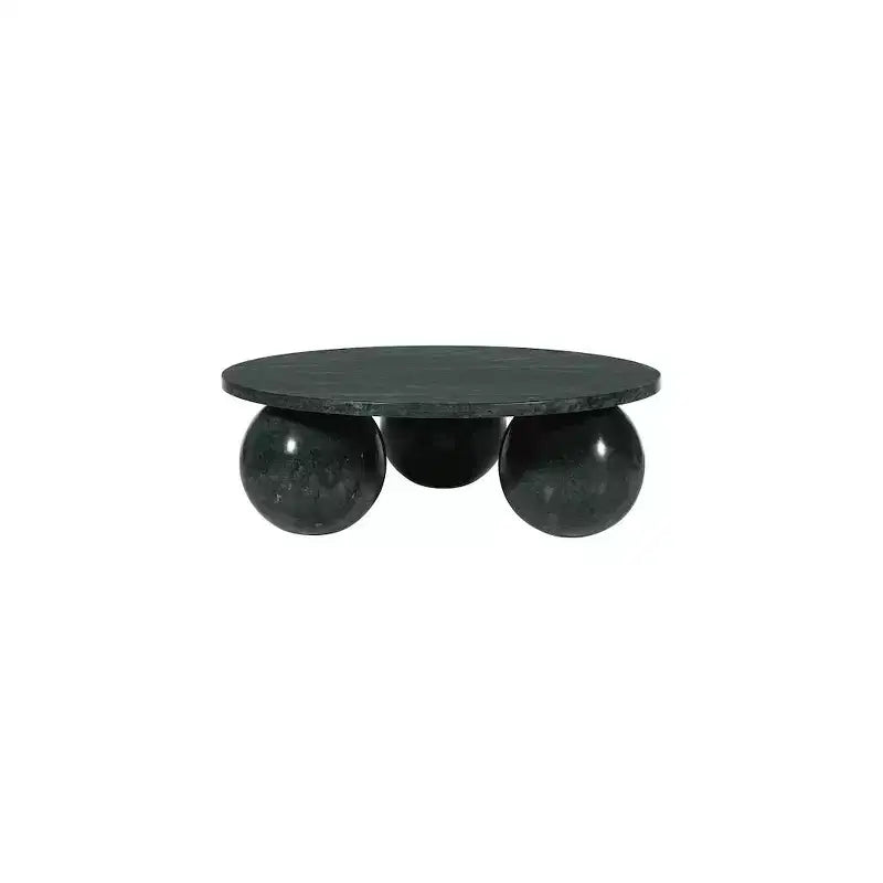 Table basse ronde en marbre avec pieds sphériques, multicolore, 4 places