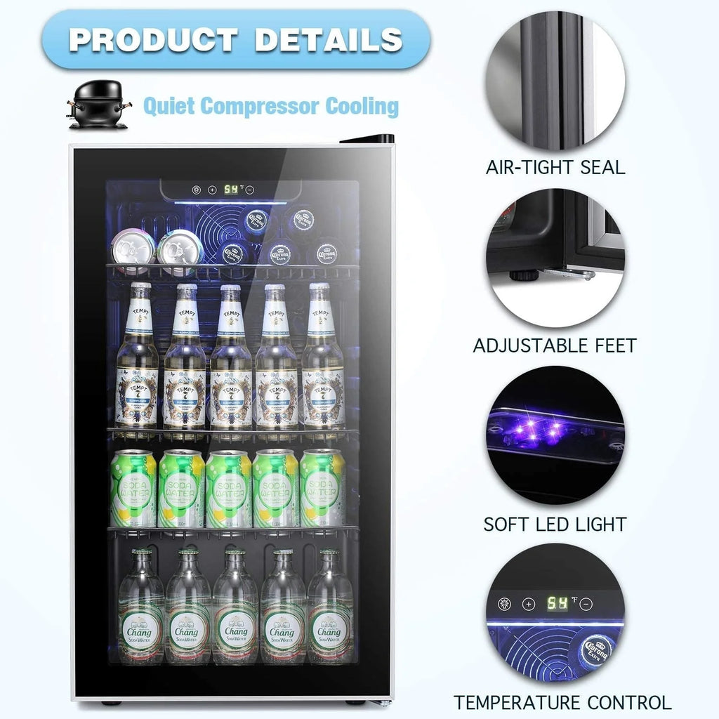Réfrigérateur à Boissons - Mini Frigo 120 Canettes avec Porte en Verre