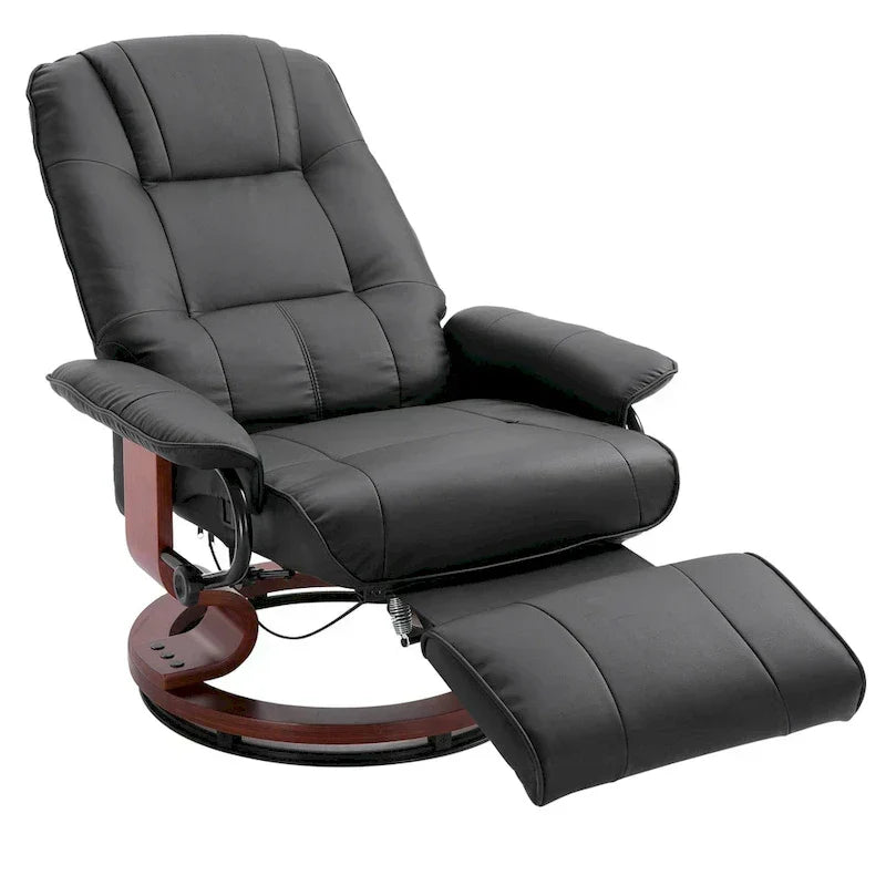 Fauteuil inclinable manuel pivotant en similicuir HomCom avec repose-pieds confortable et relaxant