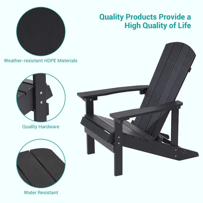 Chaises Adirondack d'extérieur en bois résistantes aux intempéries Bonosuki - Lot de 4