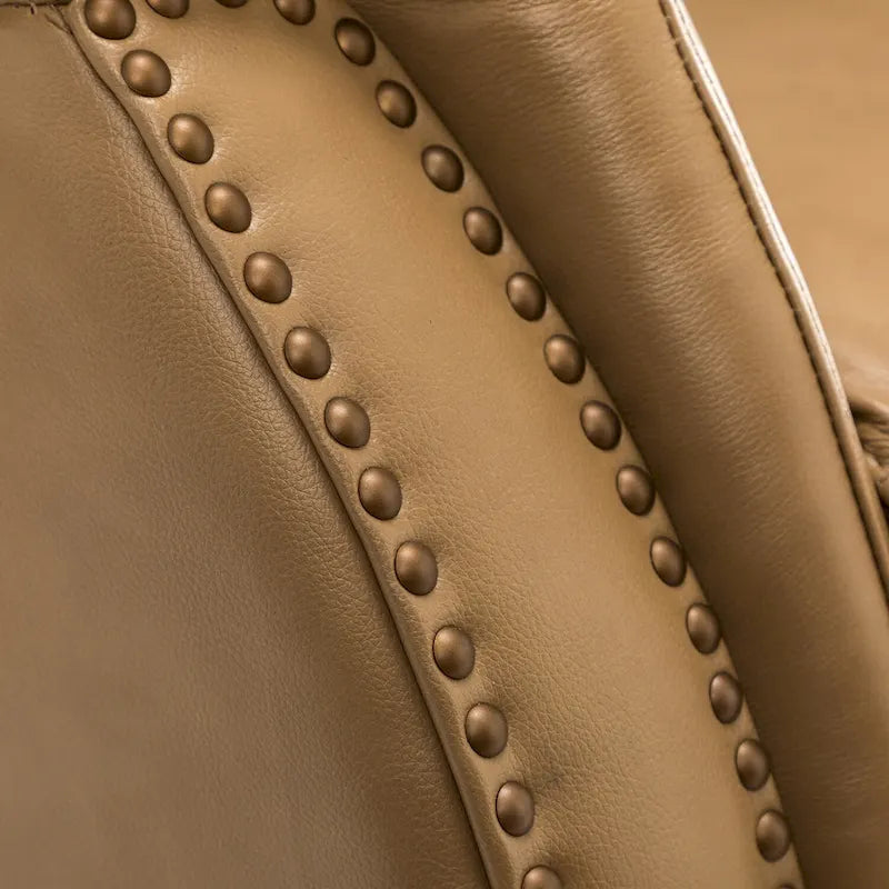 Fauteuil inclinable électrique en cuir véritable avec port USB – Dossier à oreilles clouté, ensemble de 2