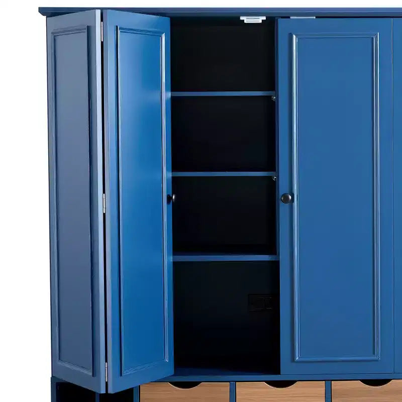 Garde-manger de cuisine autoportant Whisen de 180 cm de haut, grand buffet de salle à manger avec 4 portes pliantes, étagères, porte-bouteilles