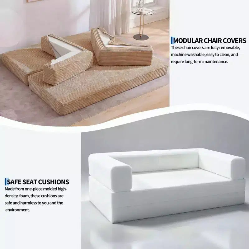80,7 Canapé-lit convertible 5-en-1 – Corduroy, 1200 lbs, Aucun assemblage requis