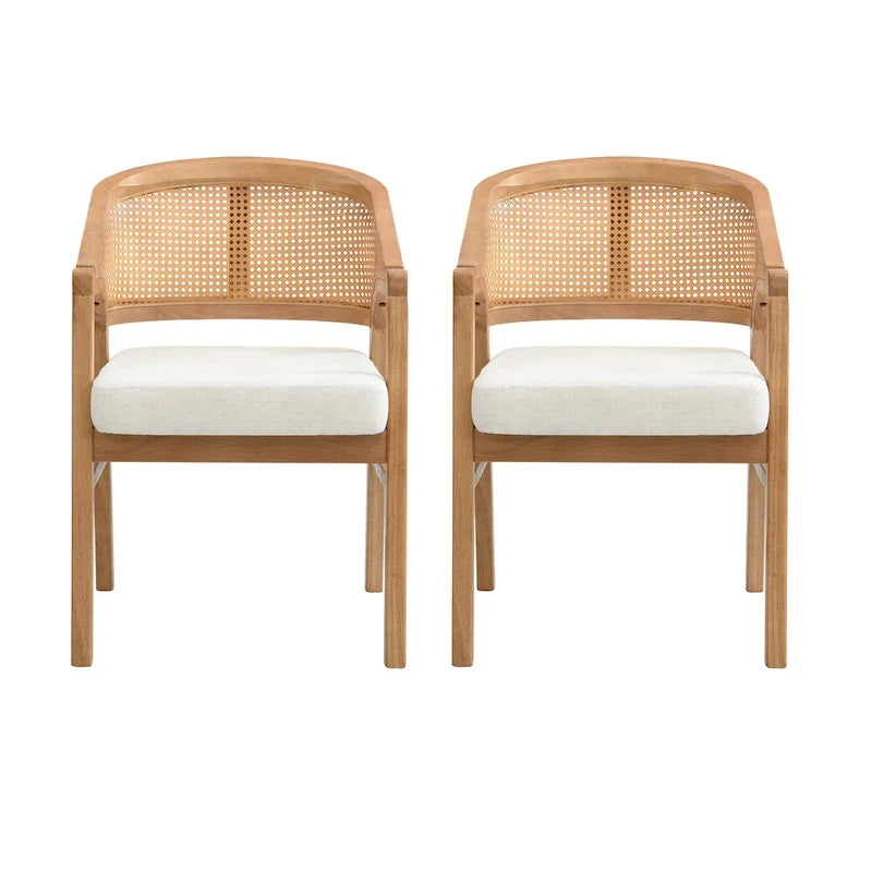 Christopher Knight Home - Chaise de salle à manger capitonnée en cannage (Lot de 2)