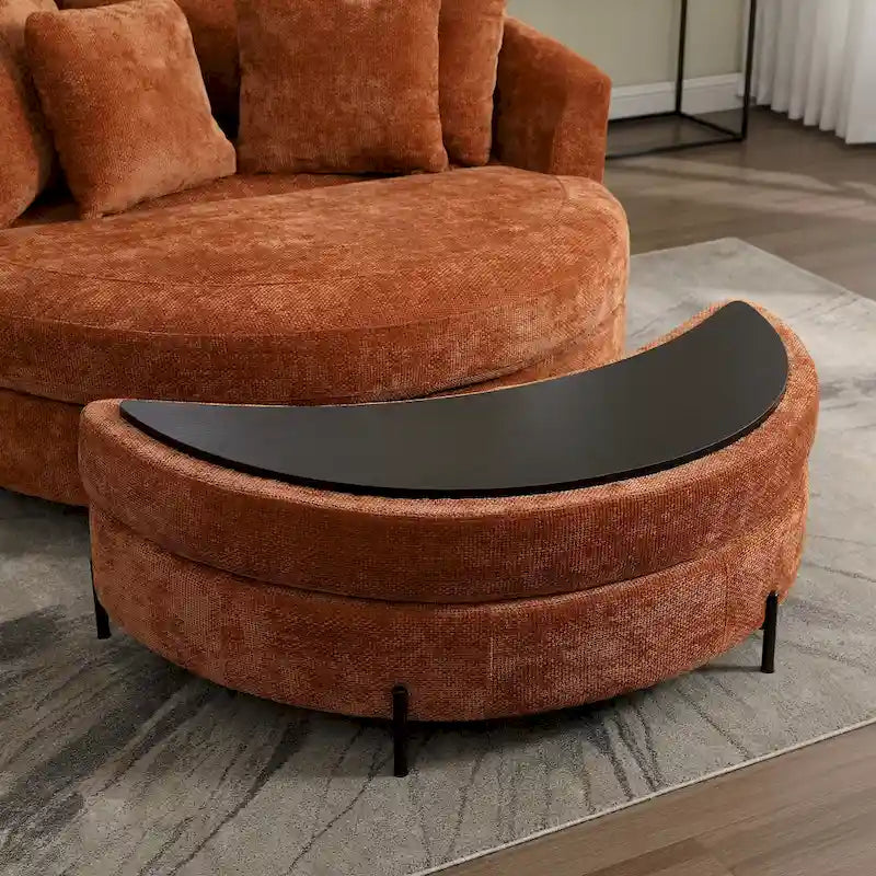 Fauteuil Moderne Rond Avec 5 Coussins Et Pouf Optionnel