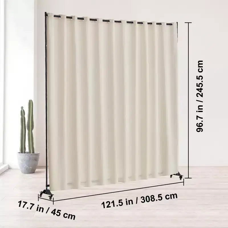 Séparateur de pièce VEVOR, séparateur de pièce portable avec roulettes, support de rideau, écran de confidentialité autoportant pour bureau, beige