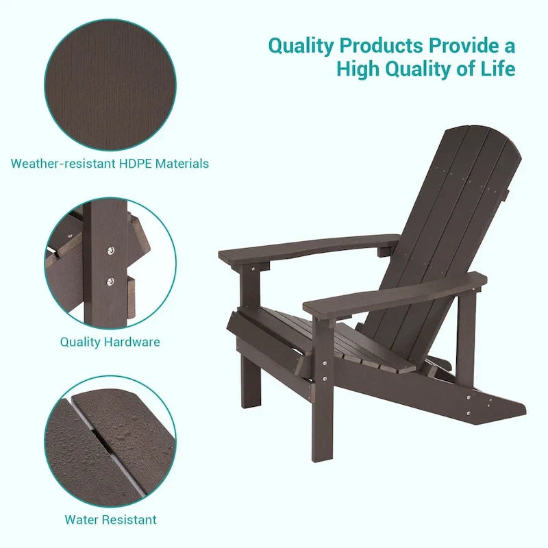 Chaises Adirondack d'extérieur en bois résistantes aux intempéries Bonosuki - Lot de 4