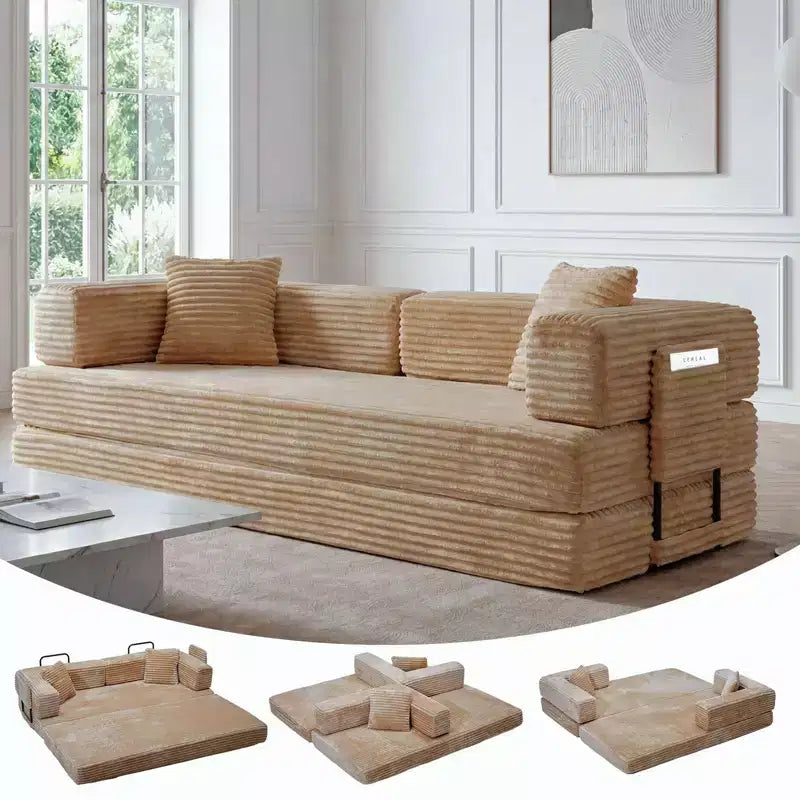 80,7 Canapé-lit convertible 5-en-1 – Corduroy, 1200 lbs, Aucun assemblage requis