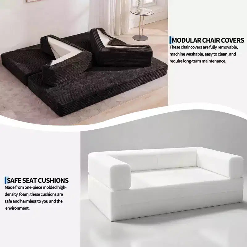 80,7 Canapé-lit convertible 5-en-1 – Corduroy, 1200 lbs, Aucun assemblage requis