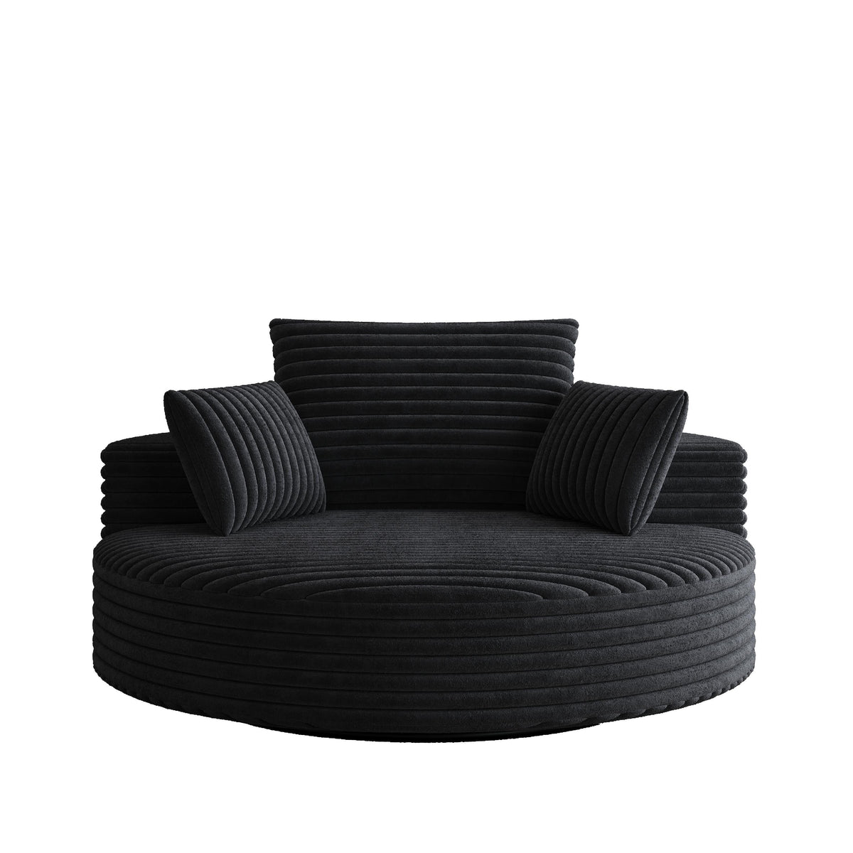 Fauteuil pivotant simple en velours côtelé et chenille avec rembourrage en mousse
