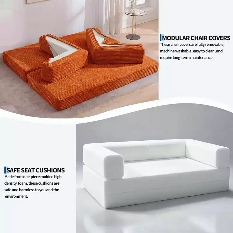 80,7 Canapé-lit convertible 5-en-1 – Corduroy, 1200 lbs, Aucun assemblage requis