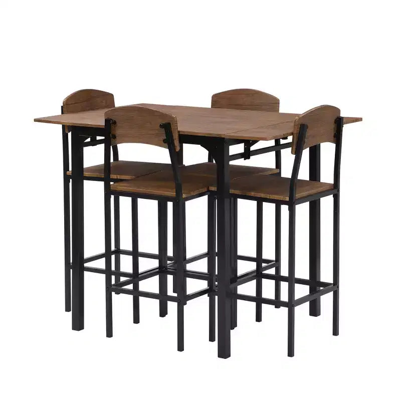Ensemble de table à manger pliable à hauteur de comptoir Whisen Farmhouse 5 pièces avec chaises de salle à manger