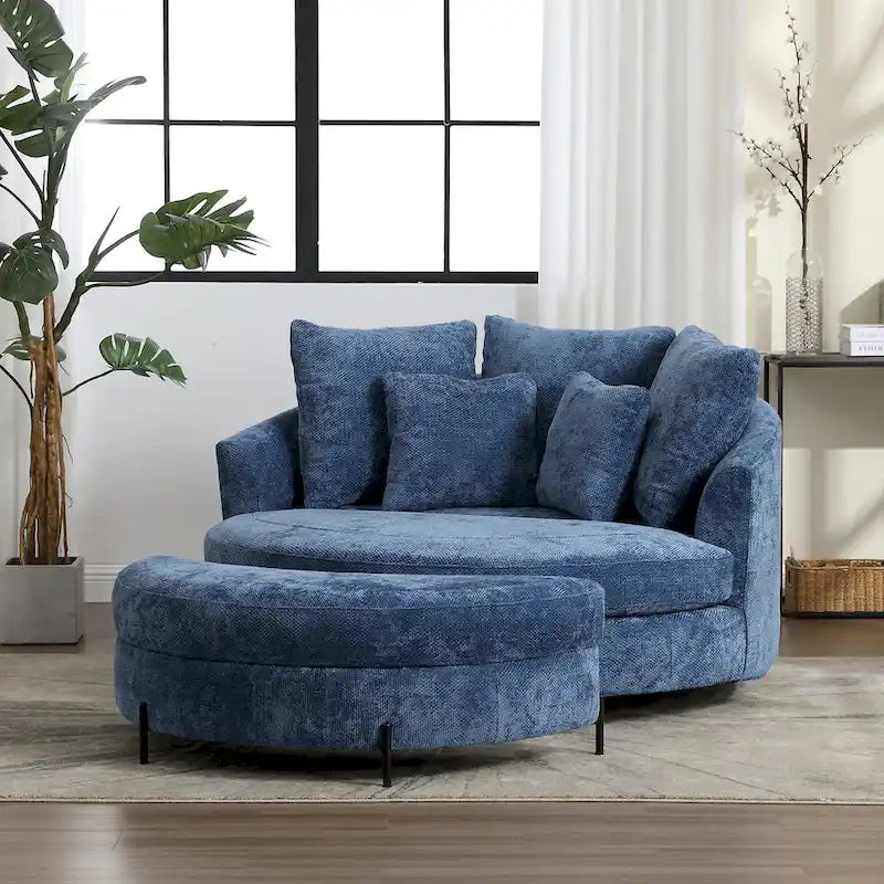 Fauteuil Moderne Rond Avec 5 Coussins Et Pouf Optionnel
