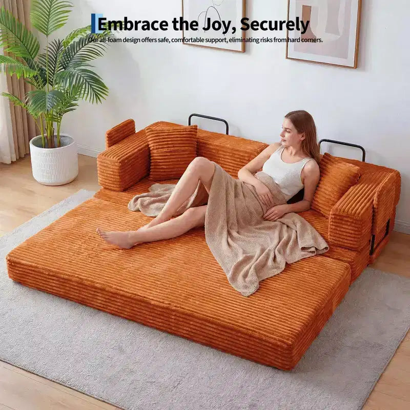80,7 Canapé-lit convertible 5-en-1 – Corduroy, 1200 lbs, Aucun assemblage requis