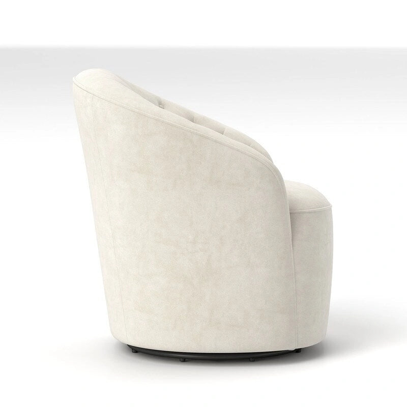 Fauteuil baril pivotant à 360 degrés SEYNAR moderne en velours avec dossier capitonné, lot de 2