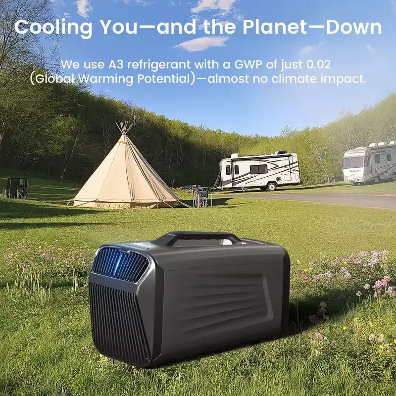 Climatiseur portable 3-en-1 Waykar 5000 BTU avec déshumidificateur et télécommande pour tente, camping et camping-car