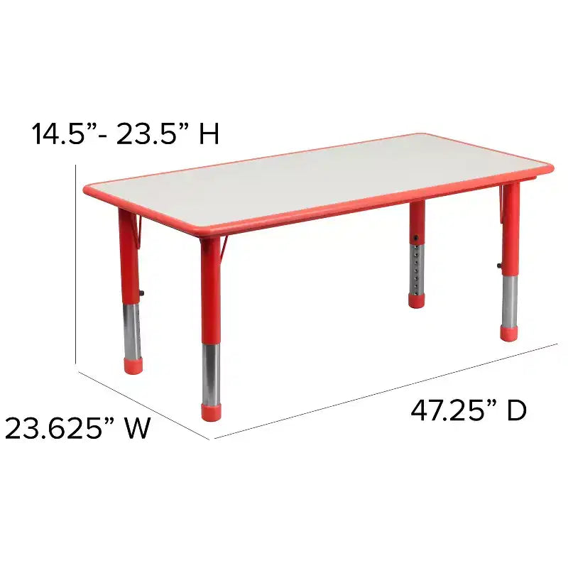 Emma et Oliver, ensemble table d'activités rectangulaire en plastique réglable en hauteur (60 cm x 120 cm) avec 6 chaises