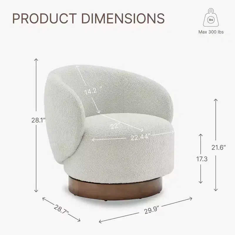 Fauteuil d'appoint pivotant Spruce&Spring en tissu avec base en bois