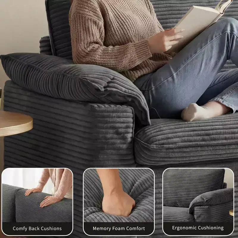 Canapé Dyonery 86 Cloud, assise profonde et accoudoirs larges, cadre robuste, design ergonomique respirant