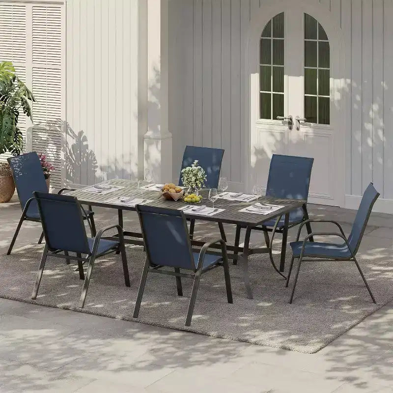 Chaises de patio, Lot de 4/6 chaises de salle à manger empilables d'extérieur en textilène léger résistant aux intempéries avec accoudoirs pour jardin, terrasse de piscine