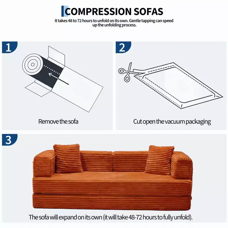 80,7 Canapé-lit convertible 5-en-1 – Corduroy, 1200 lbs, Aucun assemblage requis