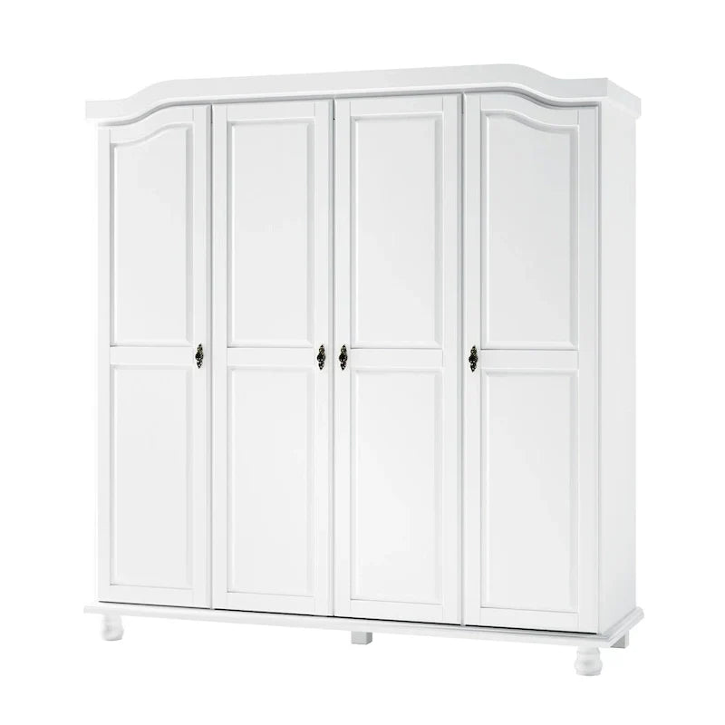 Palace Imports Kyle Armoire 4 portes 100 % en bois massif avec portes en bois massif ou portes miroir