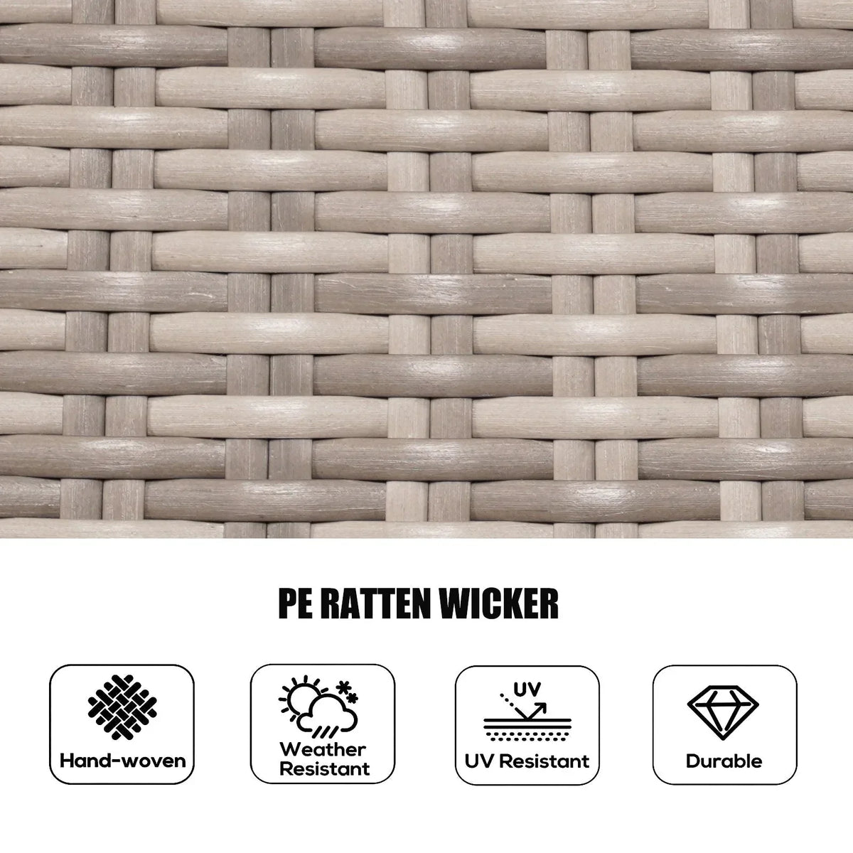 Ensemble de salle à manger rond 7 pièces en rotin tressé d'extérieur avec coussins par Moda Furnishings
