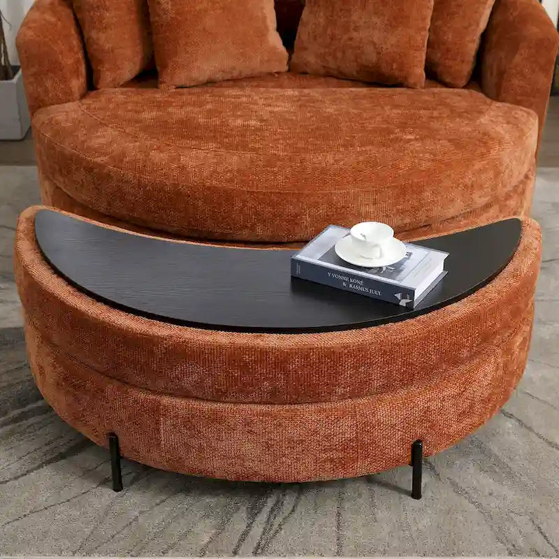 Fauteuil Moderne Rond Avec 5 Coussins Et Pouf Optionnel