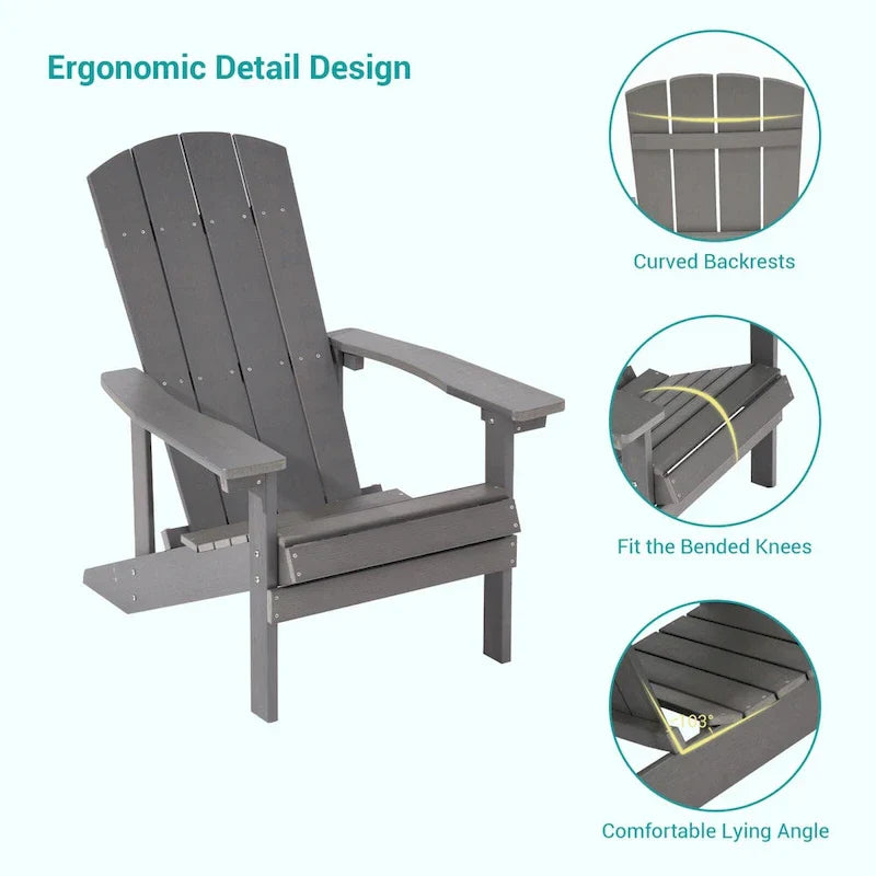 Chaises Adirondack d'extérieur en bois résistantes aux intempéries Bonosuki - Lot de 4