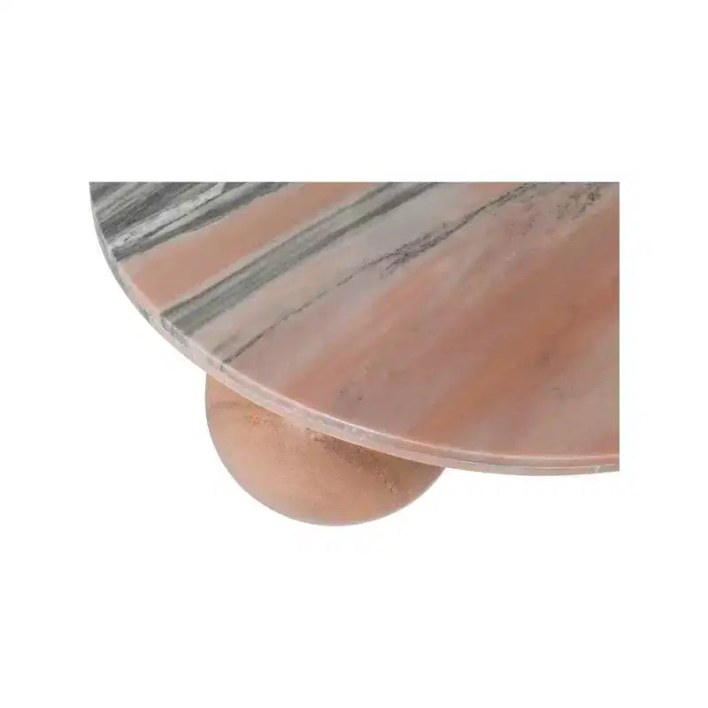 Table basse ronde en marbre avec pieds sphériques, multicolore, 4 places